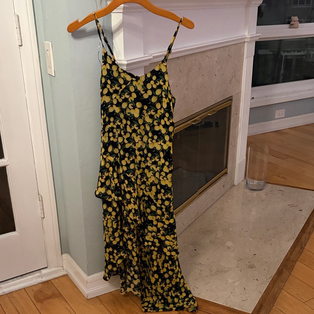 Parker Asymmetrical Dress in Yellow and Black Floral